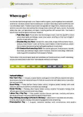 example page 1 from our offline Travel Guide for British Virgin Islands